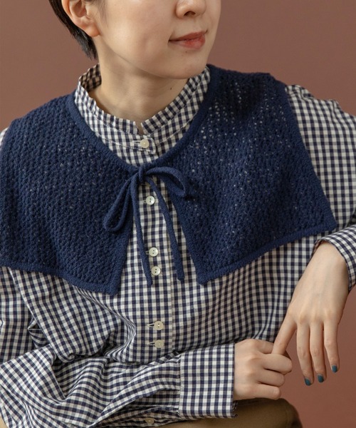 PAR ICI（パーリッシィ）の「LOOP YARN リボン付け襟（付け襟・レディース・ネイビー/ホワイト×ネイビー/ホワイト・FREE）」の8枚目の写真
