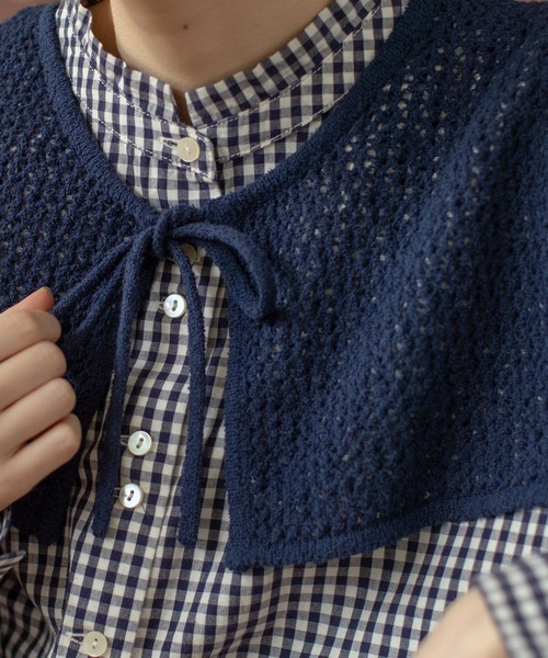 PAR ICI（パーリッシィ）の「LOOP YARN リボン付け襟（付け襟・レディース・ネイビー/ホワイト×ネイビー/ホワイト・FREE）」の10枚目の写真