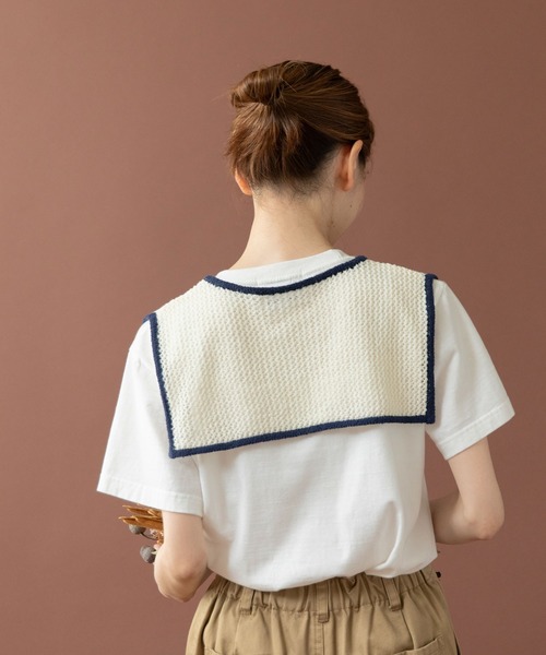 PAR ICI（パーリッシィ）の「LOOP YARN リボン付け襟（付け襟・レディース・ネイビー/ホワイト×ネイビー/ホワイト・FREE）」の21枚目の写真