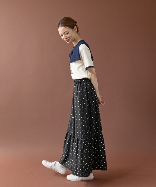 PAR ICI（パーリッシィ）の「LOOP YARN リボン付け襟（付け襟・レディース・ネイビー/ホワイト×ネイビー/ホワイト・FREE）」の4枚目の写真