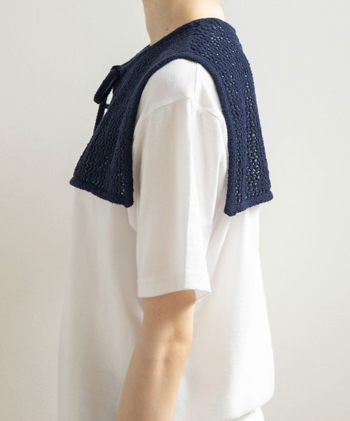 PAR ICI（パーリッシィ）の「LOOP YARN リボン付け襟（付け襟・レディース・ネイビー/ホワイト×ネイビー/ホワイト・FREE）」の12枚目の写真