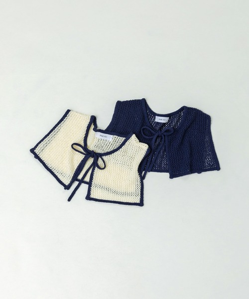PAR ICI（パーリッシィ）の「LOOP YARN リボン付け襟（付け襟・レディース・ネイビー/ホワイト×ネイビー/ホワイト・FREE）」の18枚目の写真