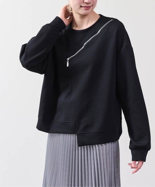 DOLLUPOOPS（ドールアップウップス）の「ショルダーファスナートップス（スウェット・レディース・ブラウン/ブラック/オフホワイト・38）」の2枚目の写真