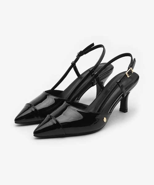 SAPPUN（サプン）の「Arinze エナメル スリングバックヒール (7cm)（パンプス・レディース・ブラック/アイボリー・22.5cm/23.0cm/23.5cm/24.0cm/24.5cm/25.0cm/25.5cm）」の14枚目の写真