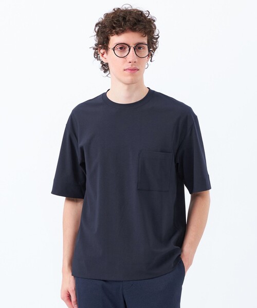 MACKINTOSH PHILOSOPHY(マッキントッシュ フィロソフィー)の「ドライフラットストレッチ クルーネック五分袖ポケT(Tシャツ/カットソー・メンズ・ブラック/ホワイト/ホワイト系その他/ダークネイビー・40/38)」の4枚目の写真