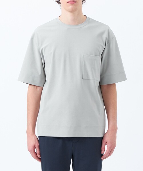 MACKINTOSH PHILOSOPHY(マッキントッシュ フィロソフィー)の「ドライフラットストレッチ クルーネック五分袖ポケT(Tシャツ/カットソー・メンズ・ブラック/ホワイト/ホワイト系その他/ダークネイビー・40/38)」の9枚目の写真