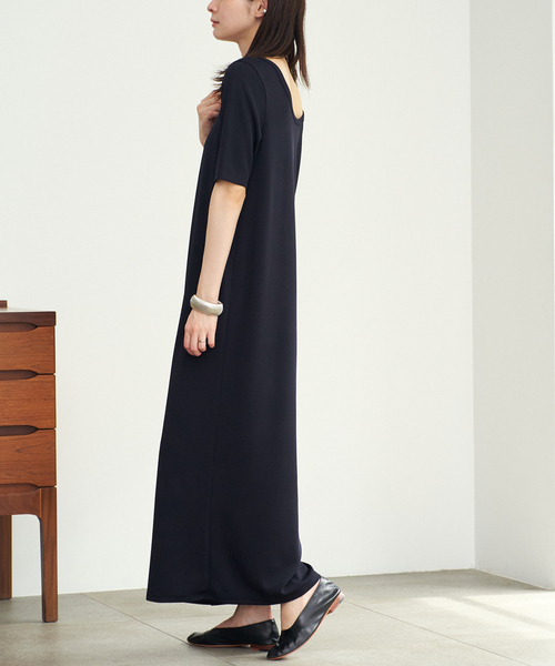 完売品 plage プラージュ Rib ハーフスリーブワンピース 38 ネイビー plage(プラージュ)の「《追加》Rib ハーフスリーブ ワンピース