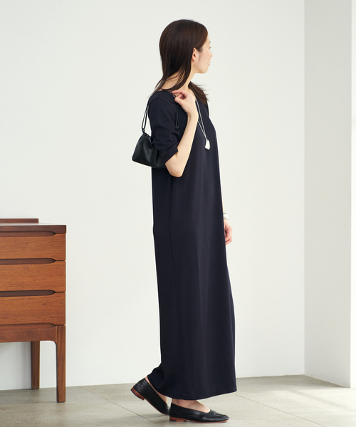 plage Rib ハーフスリーブ ワンピース　38 ブラック web予約達♡ ネイビーのRib ハーフスリーブワンピース欲しいです