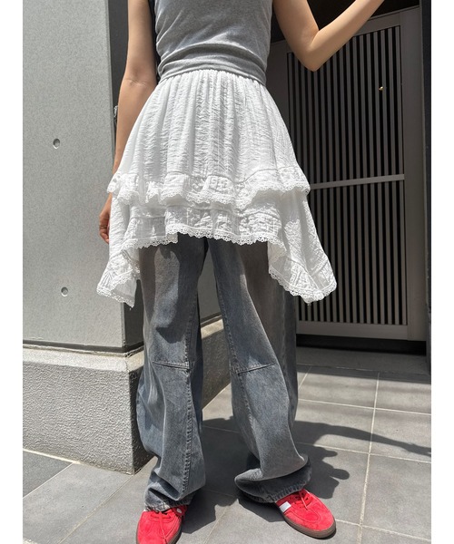 イレヘムレースフリルスカート フリル付き黒ミニフレアスカート axes femme｜イレヘムミニスカート | Rakuten Fashion(楽天