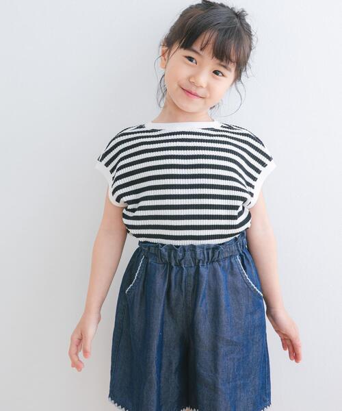 URBAN RESEARCH DOORS（アーバンリサーチドアーズ）の「『WEB/一部店舗限定サイズ』変形ワッフルノースリーブプルオーバー(KIDS)（Tシャツ/カットソー・キッズ・アイボリー/ブラック系その他・105/120/135/150）」の2枚目の写真