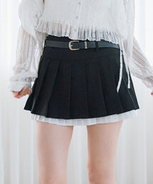 OLIVE des OLIVE | ベルト付き裾レイヤードプリーツスカート(スカート)