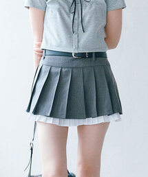 OLIVE des OLIVE | ベルト付き裾レイヤードプリーツスカート(スカート)