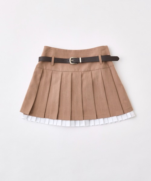 OLIVE des OLIVE ベルト付き裾レイヤードプリーツスカート OLIVE des スカート ベルト付き裾レイヤードプリーツスカート