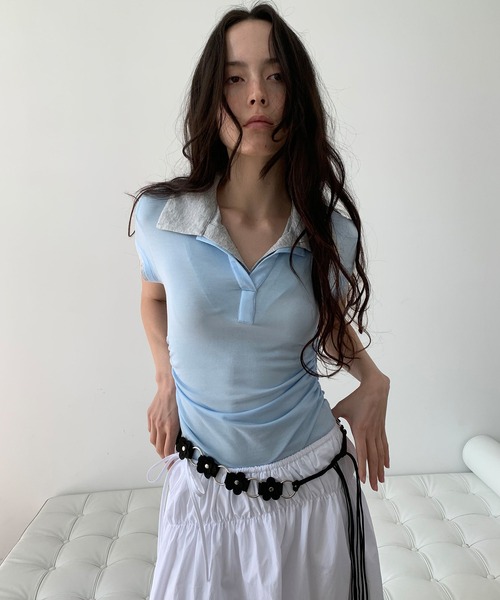 tシャツ 「LONSLAN」レイヤードポロTシャツ LONW25s050 レディース LONSLAN】レイヤードポロTシャツ LONW25s050（Tシャツ