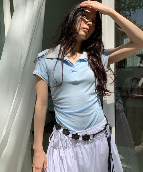 tシャツ 「LONSLAN」レイヤードポロTシャツ LONW25s050 レディース LONSLAN（ロンスラン）の「【LONSLAN】レイヤードポロTシャツ