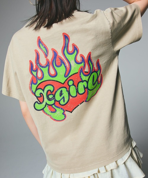 tシャツ FIRE HEART LOGO S/S TEE レディース メンズ FIRE HEART LOGO S/S TEE（Tシャツ/カットソー）｜X-girl