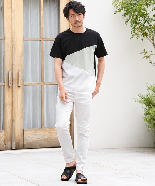 ikka(イッカ)の「【プチプラ1990円(税抜)】【接触冷感/吸水速乾】マルチファンクション斜め切り替えTシャツ【親子コーデ】(Tシャツ/カットソー・メンズ・ネイビー/ベージュ/ホワイト/ブラック・M/L/XL/S)」の6枚目の写真