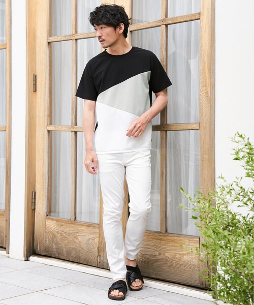 ikka(イッカ)の「【プチプラ1990円(税抜)】【接触冷感/吸水速乾】マルチファンクション斜め切り替えTシャツ【親子コーデ】(Tシャツ/カットソー・メンズ・ネイビー/ベージュ/ホワイト/ブラック・M/L/XL/S)」の7枚目の写真