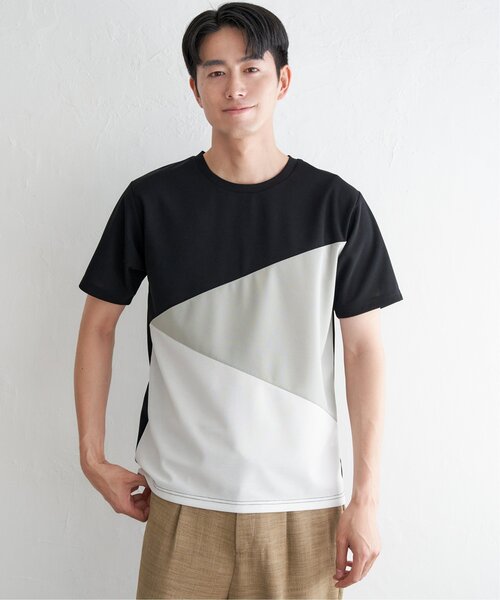 ikka(イッカ)の「【プチプラ1990円(税抜)】【接触冷感/吸水速乾】マルチファンクション斜め切り替えTシャツ【親子コーデ】(Tシャツ/カットソー・メンズ・ネイビー/ベージュ/ホワイト/ブラック・M/L/XL/S)」の8枚目の写真