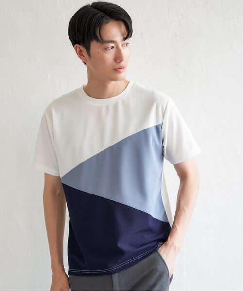 ikka(イッカ)の「【プチプラ1990円(税抜)】【接触冷感/吸水速乾】マルチファンクション斜め切り替えTシャツ【親子コーデ】(Tシャツ/カットソー・メンズ・ネイビー/ベージュ/ホワイト/ブラック・M/L/XL/S)」の12枚目の写真