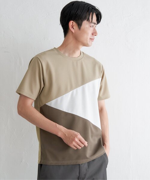 ikka(イッカ)の「【プチプラ1990円(税抜)】【接触冷感/吸水速乾】マルチファンクション斜め切り替えTシャツ【親子コーデ】(Tシャツ/カットソー・メンズ・ネイビー/ベージュ/ホワイト/ブラック・M/L/XL/S)」の18枚目の写真