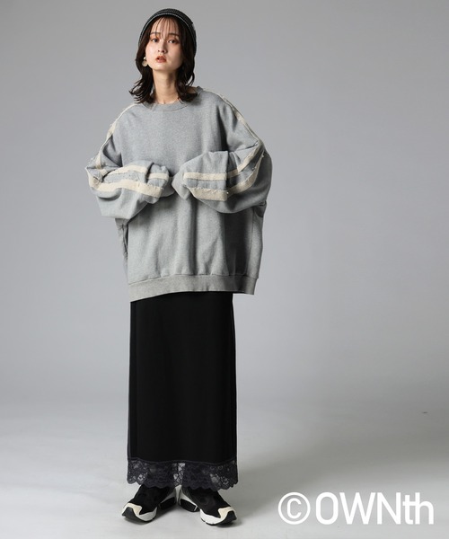 antiqua(アンティカ)の「配色ライン スウェット(スウェット・レディース・ブラック/杢グレー・ONESIZE)」の13枚目の写真
