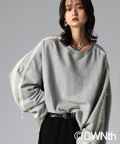 antiqua(アンティカ)の「配色ライン スウェット(スウェット・レディース・ブラック/杢グレー・ONESIZE)」の19枚目の写真