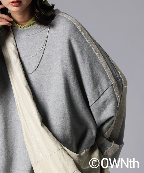 antiqua(アンティカ)の「配色ライン スウェット(スウェット・レディース・ブラック/杢グレー・ONESIZE)」の21枚目の写真