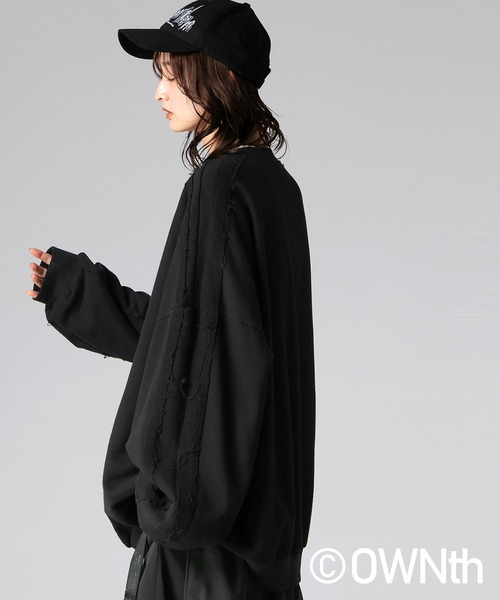 antiqua(アンティカ)の「配色ライン スウェット(スウェット・レディース・ブラック/杢グレー・ONESIZE)」の7枚目の写真