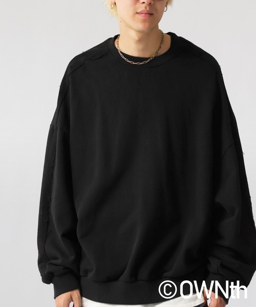 antiqua(アンティカ)の「配色ライン スウェット(スウェット・レディース・ブラック/杢グレー・ONESIZE)」の8枚目の写真