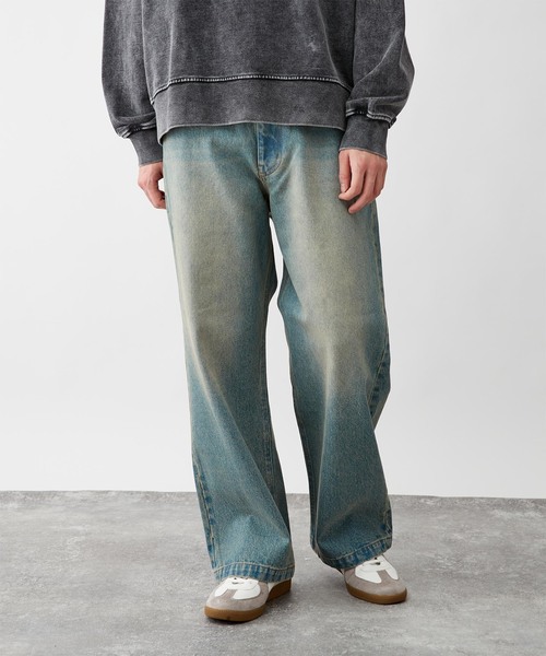 B.C STOCK（ベーセーストック）の「《追加2》[B.A.C.D] 13oz ワイドストレートデニムパンツ（デニムパンツ・メンズ・エメラルドブルー/ブルー系その他/スミクロ/ブラック系その他・SMALL/MEDIUM/LARGE）」の4枚目の写真