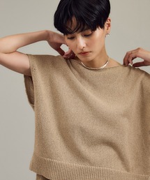 SALON adam et rope' | ペーパーヤーンフレンチスリーブプルオーバー［手洗い可/和紙素材］(Tシャツ/カットソー)