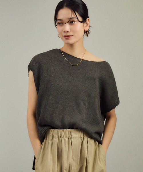 tシャツ ペーパーヤーンフレンチスリーブプルオーバー「手洗い可/和紙素材」 レディース SALON adam et ropé(サロン アダム エ ロペ) / ペーパーヤーン