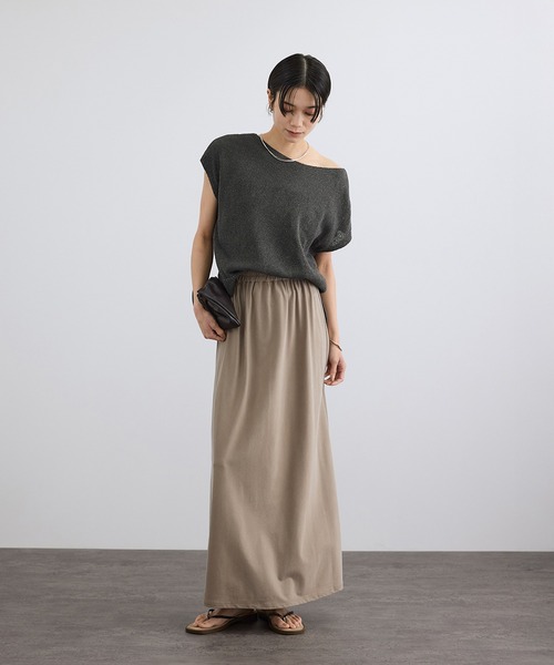 SALON adam et rope'（サロン アダム エ ロペ）の「ペーパーヤーンフレンチスリーブプルオーバー［手洗い可/和紙素材］（Tシャツ/カットソー・レディース・チャコールグレー/ベージュ・FREE）」の15枚目の写真