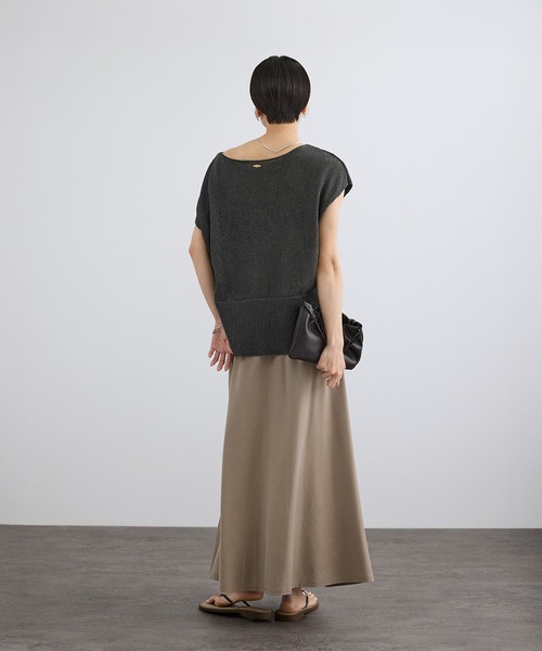 SALON adam et rope'（サロン アダム エ ロペ）の「ペーパーヤーンフレンチスリーブプルオーバー［手洗い可/和紙素材］（Tシャツ/カットソー・レディース・チャコールグレー/ベージュ・FREE）」の18枚目の写真