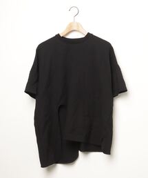 UN3D. アンスリード 変形Tシャツ アシメ ブラック コットン FREE