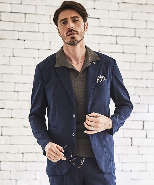 g-stage（ジーステージ）の「春夏ヘリンボンジャケット　ジ－ステ－ジ（テーラードジャケット・メンズ・ネイビー/チャコールグレー・46/48/50）」の2枚目の写真