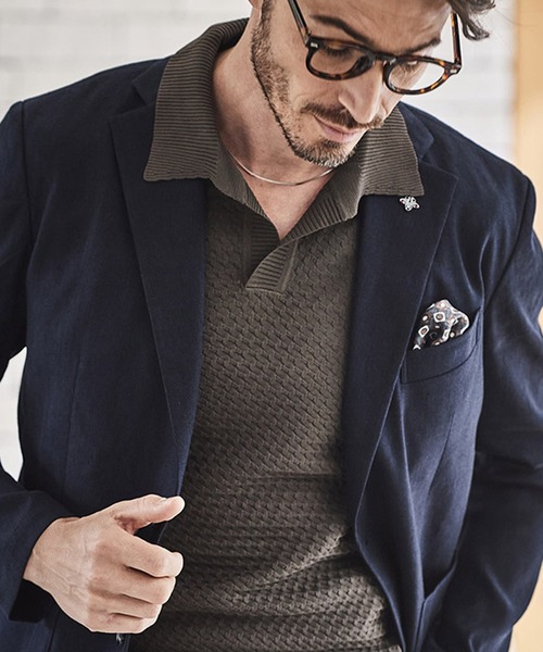 g-stage（ジーステージ）の「春夏ヘリンボンジャケット　ジ－ステ－ジ（テーラードジャケット・メンズ・ネイビー/チャコールグレー・46/48/50）」の6枚目の写真