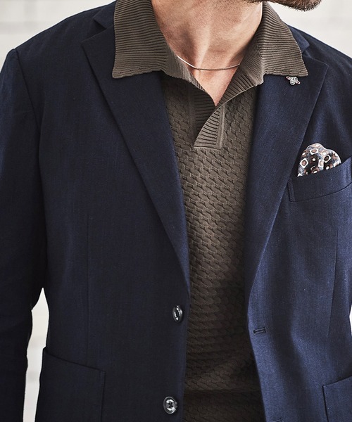 g-stage（ジーステージ）の「春夏ヘリンボンジャケット　ジ－ステ－ジ（テーラードジャケット・メンズ・ネイビー/チャコールグレー・46/48/50）」の7枚目の写真