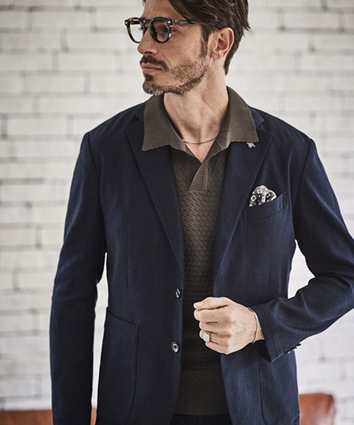 g-stage（ジーステージ）の「春夏ヘリンボンジャケット　ジ－ステ－ジ（テーラードジャケット・メンズ・ネイビー/チャコールグレー・46/48/50）」の8枚目の写真