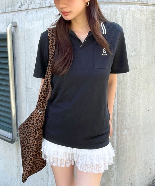 ALAND(エーランド)の「【UNISEX】ALAND/Aロゴカノコポロ(ポロシャツ・レディース・ブラック/ホワイト・SMALL/LARGE)」の1枚目の写真
