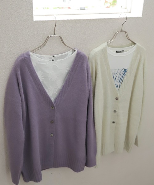 NOMBRE IMPAIR(ノンブルアンペール)の「フォックスナイロン ミドル丈カーデ(カーディガン/ボレロ・レディース・マスタード/オリーブ/パープル/ライトグレー/ピンク・FREE)」の17枚目の写真