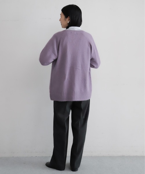 NOMBRE IMPAIR(ノンブルアンペール)の「フォックスナイロン ミドル丈カーデ(カーディガン/ボレロ・レディース・マスタード/オリーブ/パープル/ライトグレー/ピンク・FREE)」の13枚目の写真