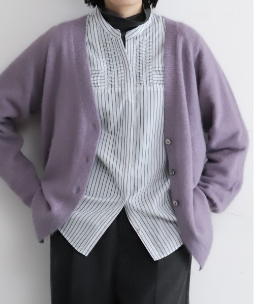 NOMBRE IMPAIR(ノンブルアンペール)の「フォックスナイロン ミドル丈カーデ(カーディガン/ボレロ・レディース・マスタード/オリーブ/パープル/ライトグレー/ピンク・FREE)」の10枚目の写真