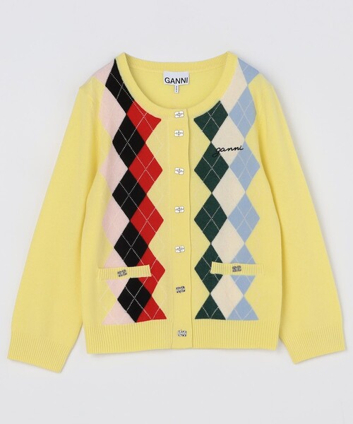 GANNI/ガニー Cashmere Wool Mix Cardigan / K2533 / アーガイル柄