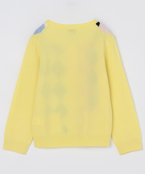 GANNI(ガニー)の「GANNI/ガニー Cashmere Wool Mix Cardigan / K2533 / アーガイル柄 カシミヤ カーディガン(カーディガン/ボレロ・レディース・グレー/レモンイエロー・SMALL)」の3枚目の写真