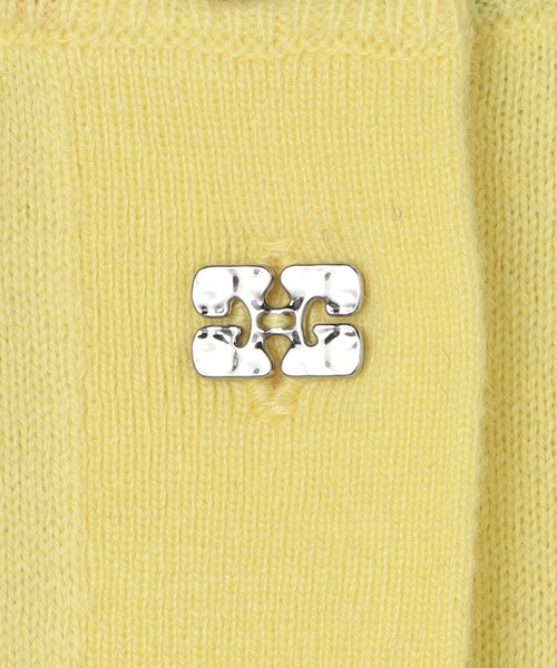 GANNI(ガニー)の「GANNI/ガニー Cashmere Wool Mix Cardigan / K2533 / アーガイル柄 カシミヤ カーディガン(カーディガン/ボレロ・レディース・グレー/レモンイエロー・SMALL)」の6枚目の写真