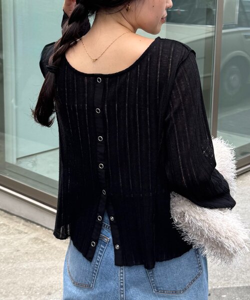 CIAOPANIC TYPY（チャオパニックティピー）の「針抜きシアー2wayスナップカーディガン（カーディガン/ボレロ・レディース・オフホワイト/イエロー/カーキ/ブラック・ONE SIZE）」の3枚目の写真