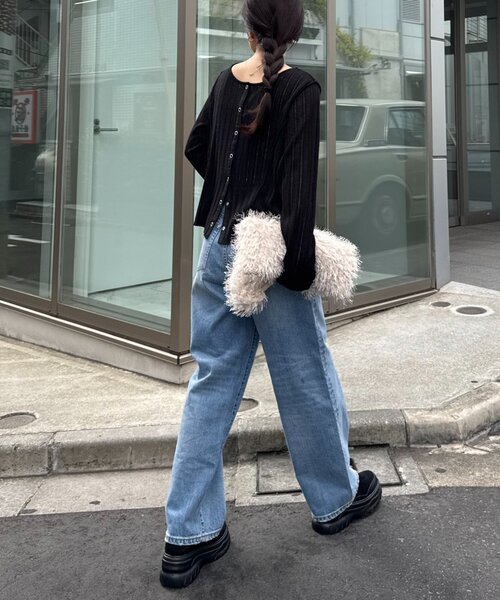 CIAOPANIC TYPY（チャオパニックティピー）の「針抜きシアー2wayスナップカーディガン（カーディガン/ボレロ・レディース・オフホワイト/イエロー/カーキ/ブラック・ONE SIZE）」の7枚目の写真