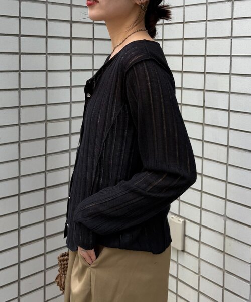 CIAOPANIC TYPY（チャオパニックティピー）の「針抜きシアー2wayスナップカーディガン（カーディガン/ボレロ・レディース・オフホワイト/イエロー/カーキ/ブラック・ONE SIZE）」の12枚目の写真